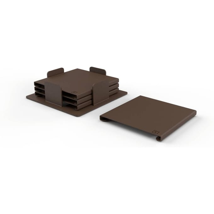 Onderzetters | Klein | Vierkant | Hittebestendig | Gepoedercoat | Metaal | Aluminium | 4 Pack | Bruin
