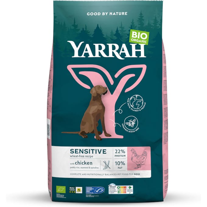 10kg Yarrah Bio Sensitive met Bio Kip & Bio Rijst Hondenvoer droog