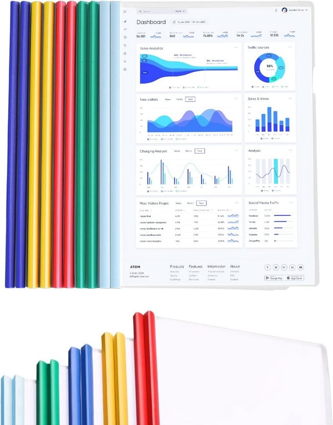 10x A4 Bladmap Schuifmap Transparant - Documentenmap Capaciteit 100 Vellen voor School en Kantoor
