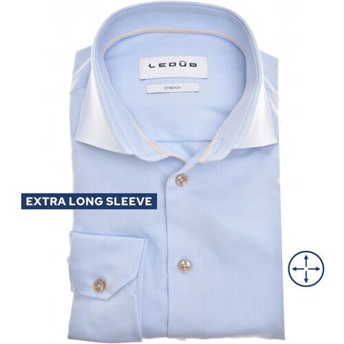 Ledûb Overhemd 4-Way Stretch Mouwlengte 7 Licht Blauw / male