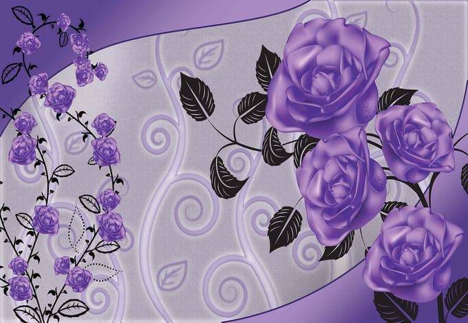 Fotobehang Pattern Flowers Roses Abstract | XL - 208cm x 146cm | 130g/m2 Vlies