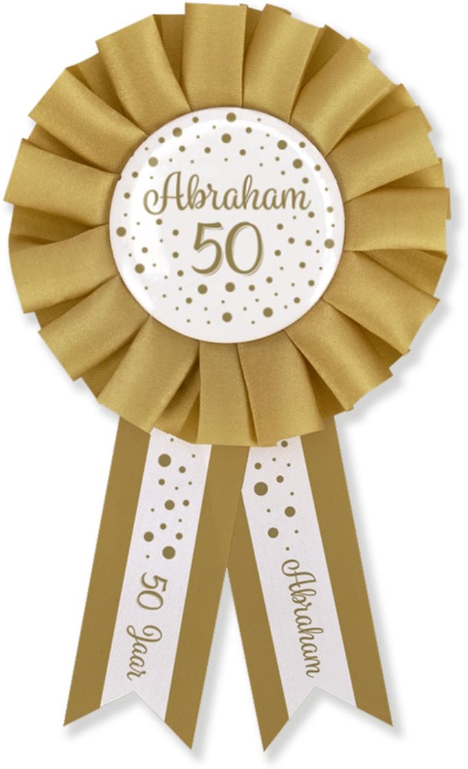 BTH - Broche - 50 Jaar Abraham - Goud-Wit - Pins - Goudkleurige Broche - Verjaardag - Decoratie - Versiering - Buttons