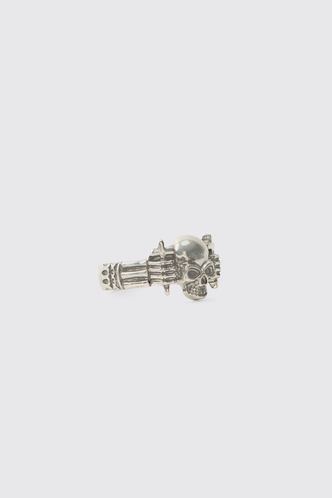 Zilveren Doodshoofdring | Silver | Size Small/Medium