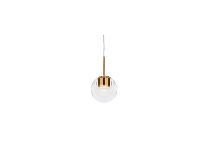 kdln LED hanglamp Dew, messingkleurig, 1-lamp, Ø 11 cm