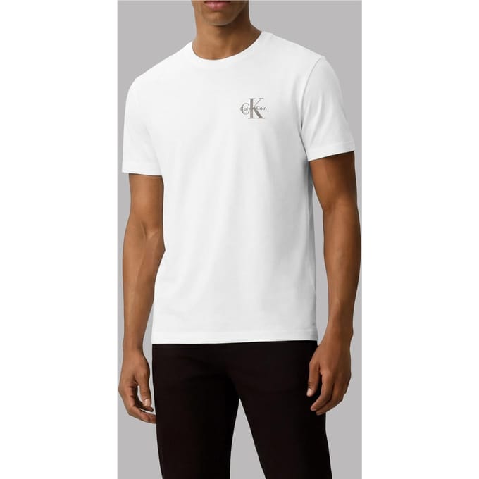 Calvin Klein Ss 30s Classic Micro Tee Bright White/oatmeal Taglia: S | Magliette basic Outlet | Uomo | Bianco