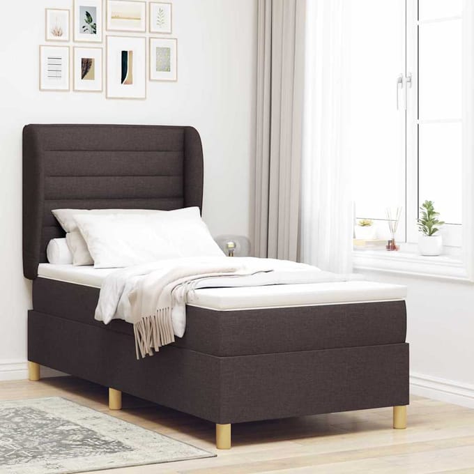 vidaXL - Boxspring - bed - met - matras - Donkerbruin - 200 - x - 100 - cm - Stof