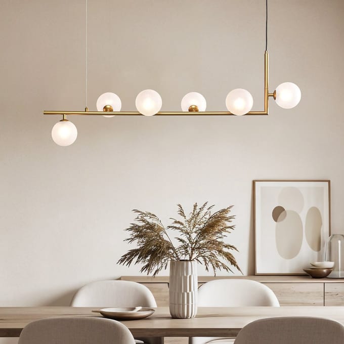 LumenXL Design hanglamp Marcus - melkwit glas, 6-lichts