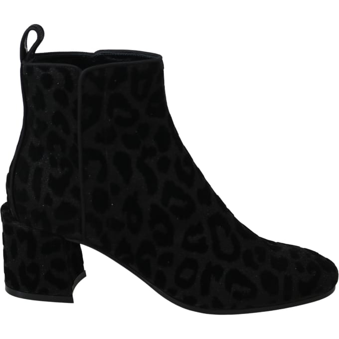 Dolce & Gabbana Dames Zwart Luipaard Korte Laarzen Rits Schoenen