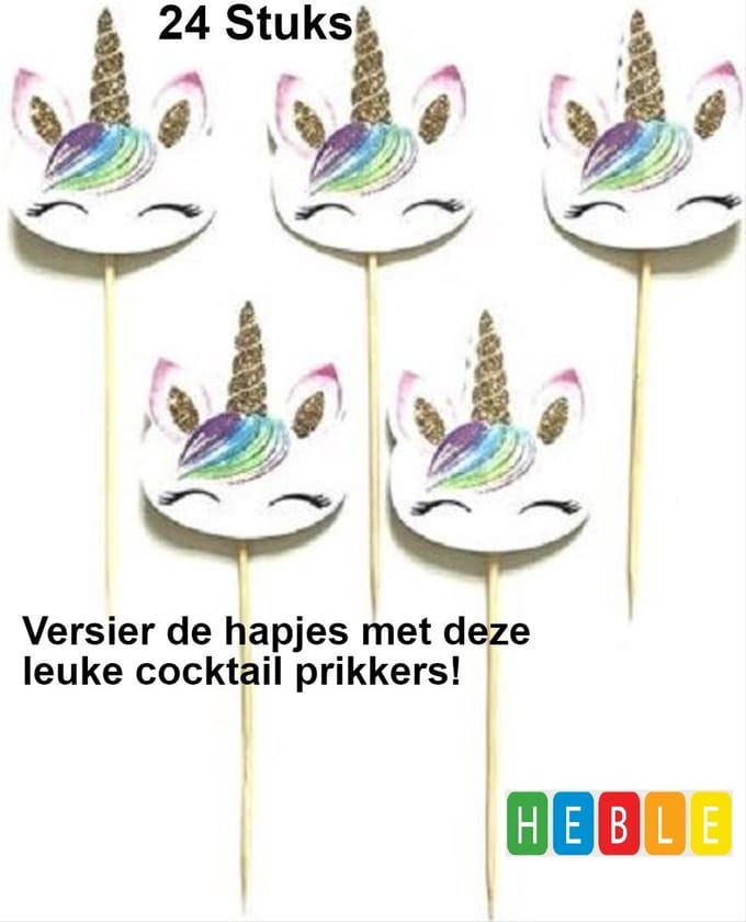 24st Cocktailprikkers - Taartprikkers - Cupcakes - Unicorn - van Heble®