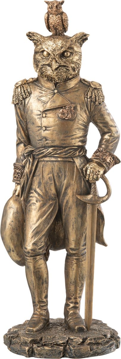 J-Line decoratie Man Uil - polyresin - antiek goud