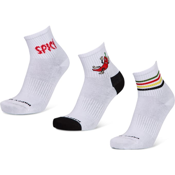 Happy Socks Ankle 3 Pack Sokken Unisex - Wit - Maat 36-40 - Katoen