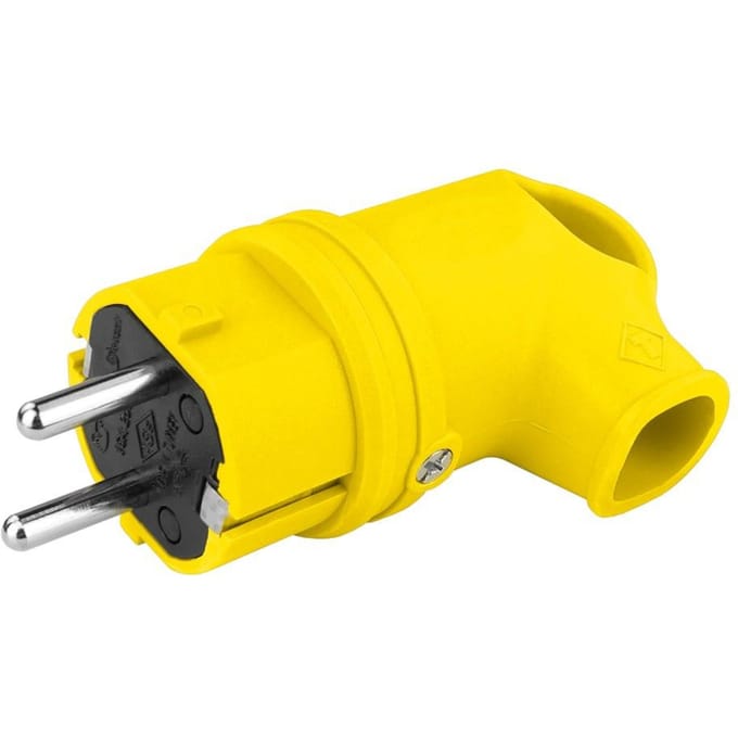Prise en Caoutchouc Angulaire 16A 230V Jaune Schuko Monophasée