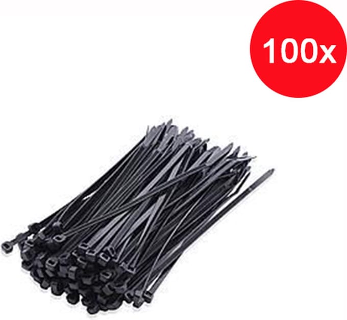 Kabelbinders - Tyraps - Tie wraps - Kabel organizer - 8x300mm - 100 stuks - Zwart