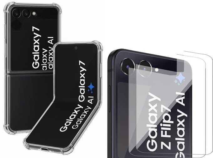 Hoesje geschikt voor Samsung Galaxy Z Flip 7 - 2x Screenprotector Glas - Shockproof Transparant