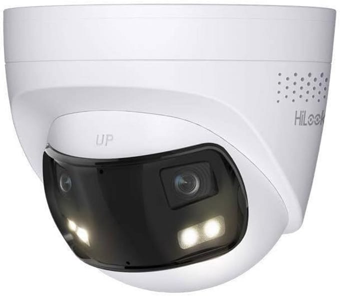 Bewakingscamera Buiten - Turret Camera Beveiligingscamera - Objecten Beveiligen - 180 Graden Panoramisch - 8MP 4K - Wit