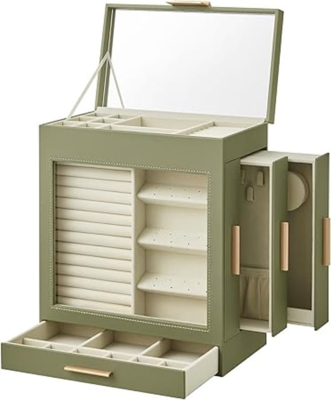 Sieradendoos XL - Juwelendoos - Juwelen Houder - Groen/Goud
