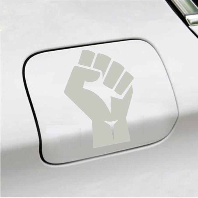 Bumpersticker - Vuist - 13 X 9 - Zilver