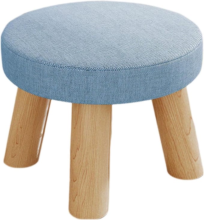 Make-up kruk - Ottomaanse voetsteun - Ontspanning Zitten - Massief Houten Frame - 23.6 x 19.7 cm - Linnen Beige