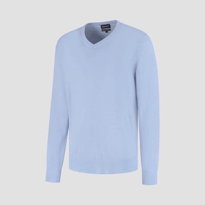 MERSO V-Hals – Merino Trui – 100% Merino Wol – Alpine Blue