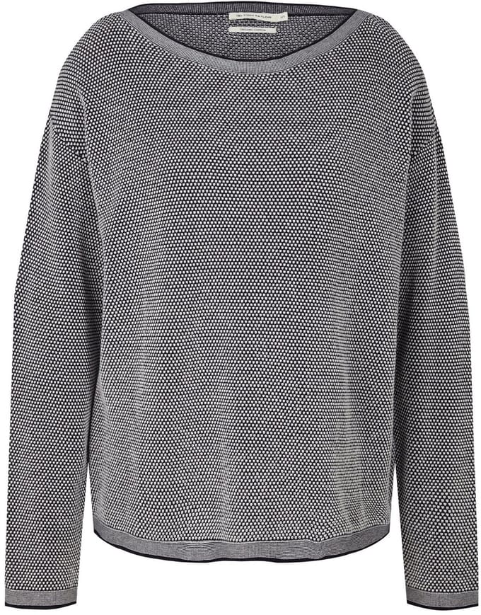 Tom Tailor - Katoenen gebreide trui met losse pasvorm - Maat S - navy bubble structure