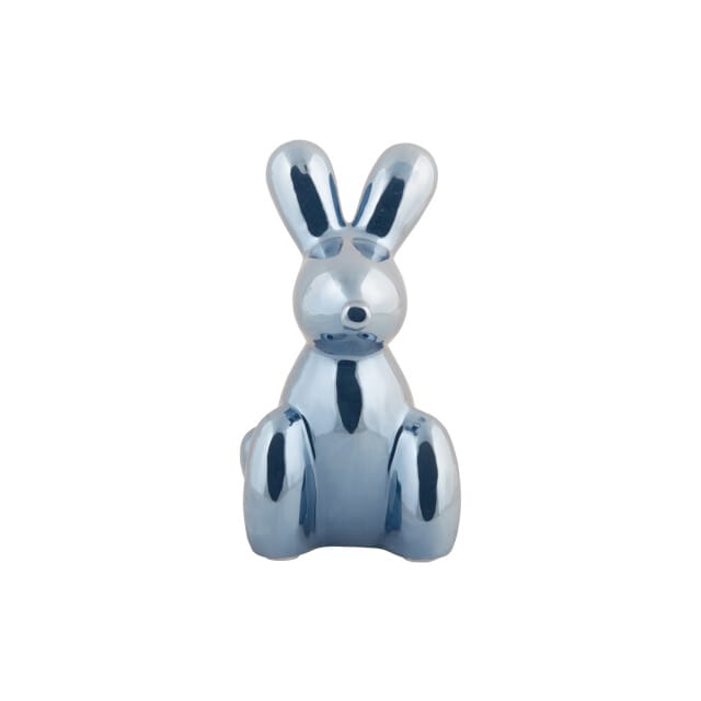 Present Time Ornament Balloon Bunny Groot - Blauw - 12.7x11.5x20cm - Scandinavisch - Keramiek