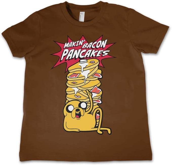 Adventure Time Makin' Bac-on -pannenkoeken T-shirt voor kinderen, bruin