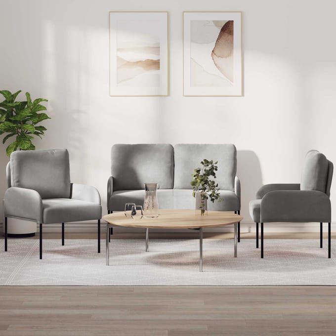 vidaXL - Sofa-Sets - 3 - st - Lichtgrijs - Multiplex