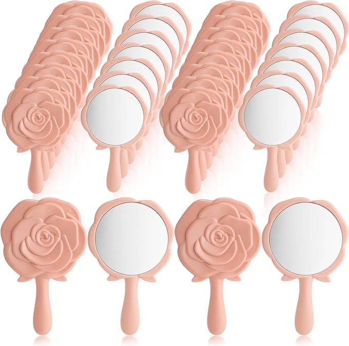 Compacte Spiegels - Make-up Spiegels - Draagbaar Maken - Roos Ontwerp - 13 x 8.5 cm - Roze