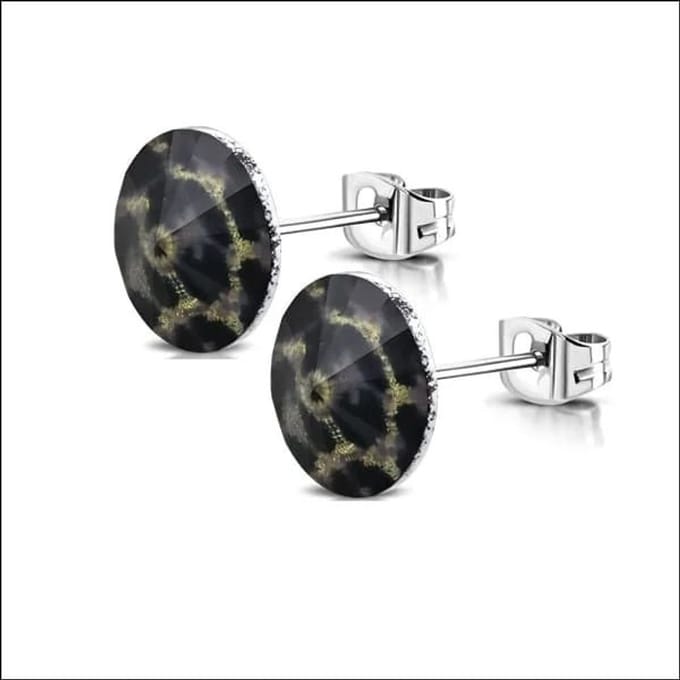 Oorbellen - Panterlook design - Zwart - Bruin - 10mm - sieraden dames