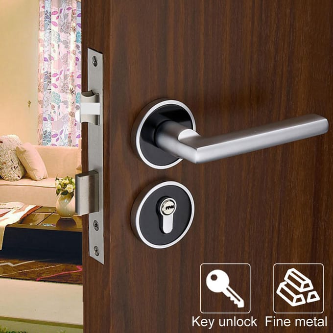 Poignée de porte durable de style européen Avant Arrière Levier Serrure Cylindre avec Clés Aluminium white