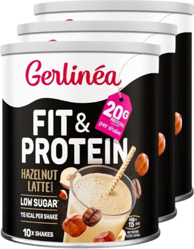 Gerlinéa | Fit & Protein Shake | Hazelnut Latte | 3 stuks | 3 x 340g