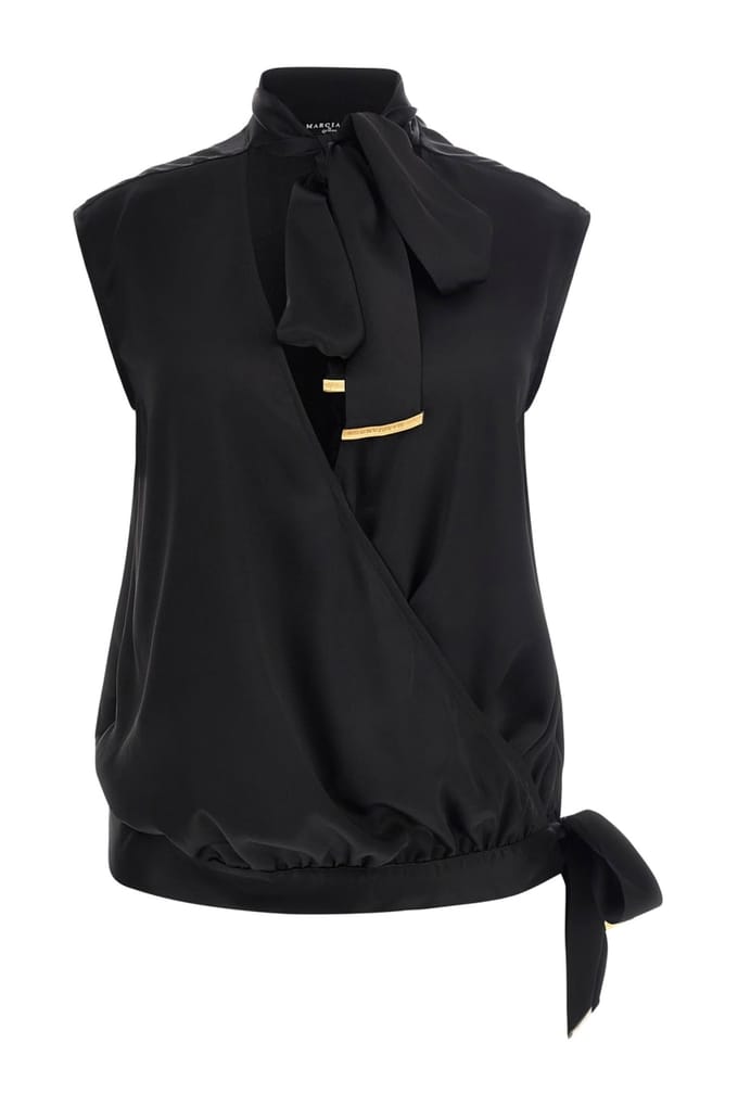 GUESS Linda Wrap Top Jet Black A996 Größe: 46 | Blusen Outlet | Damen | Schwarz