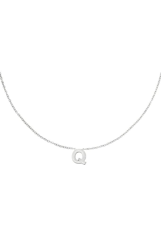 Edelstalen ketting initiaal Q Zilver Stainless Steel