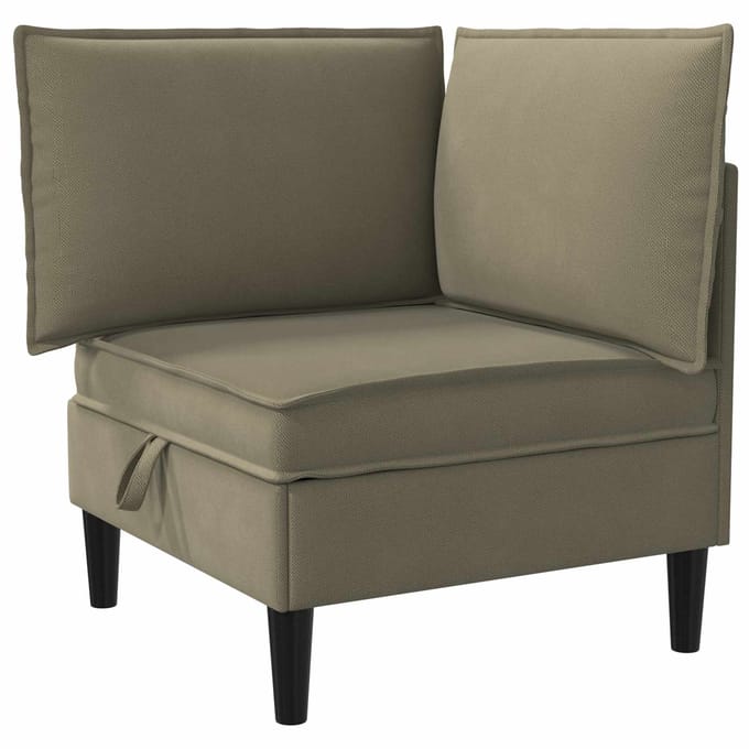 vidaXL - Hoek - Sofa - met - Opbergruimte - Kaki - Fluweel