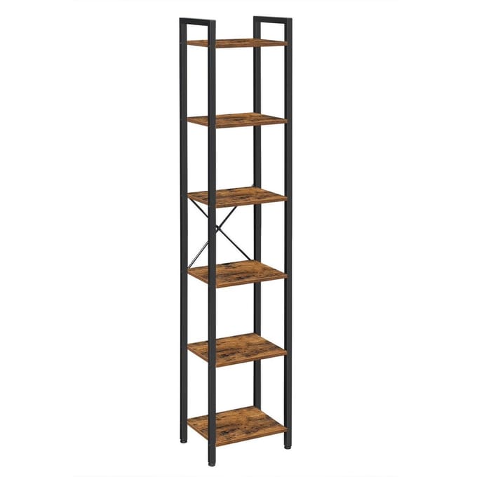 BEGRYF - Opbergrek - rustiek bruin - 6 legplanken - 39,5x30x187,5 cm