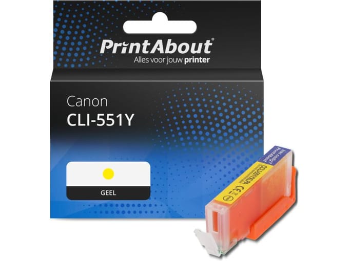 PrintAbout huismerk Inktcartridge CLI-551Y Geel Geschikt voor Canon