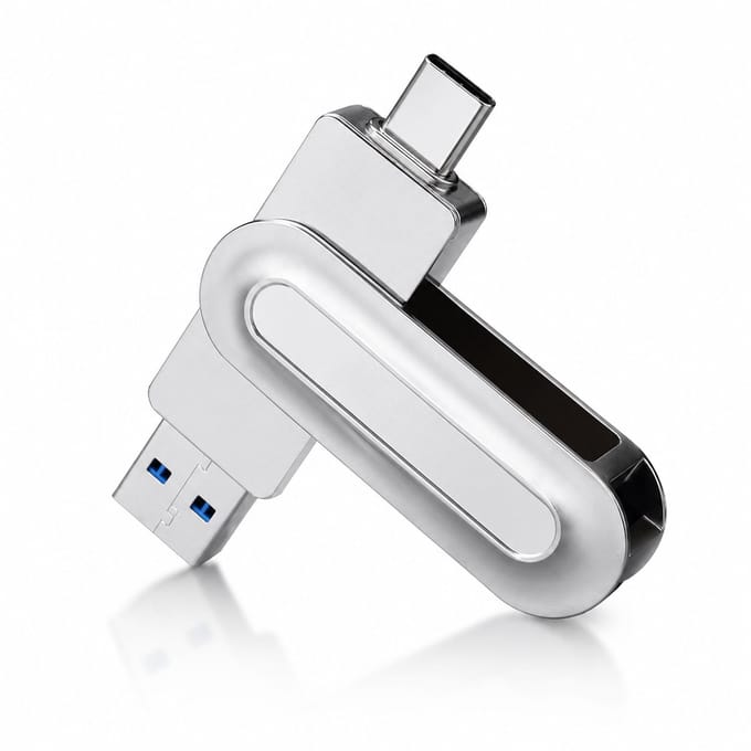 Gloovon® - USB Stick - 256 GB - USB C & USB A - 550Mbps - USB 3.2 - Plug & Play - Universeel - Zilver