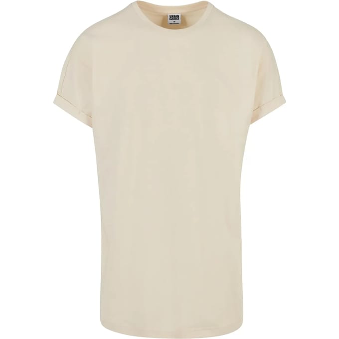 Urban Classics - Long Shaped Turnup Heren T-shirt - M - Ivoorkleurig