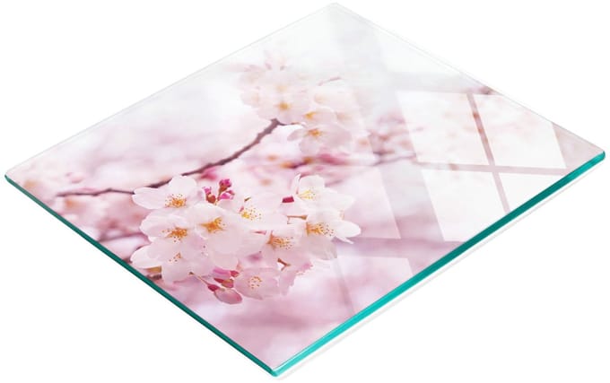 Keukenplank van gehard glas met decoratieve kersenbloesemafbeeldingen, 60x52 cm