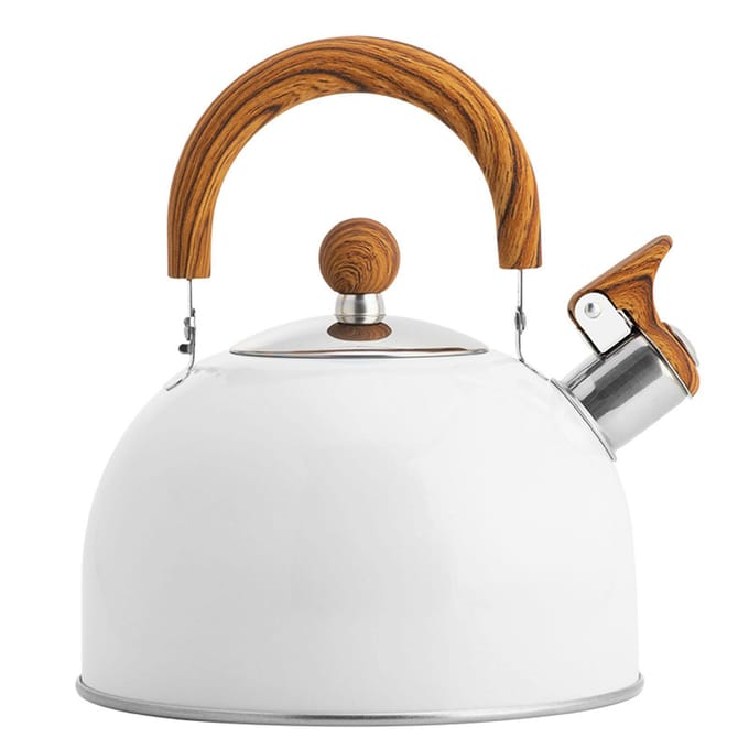 Fluitketel voor op het fornuis, roestvrij staal, opvouwbare handgreep, keukenbenodigdheden, 2,5 l, wit white