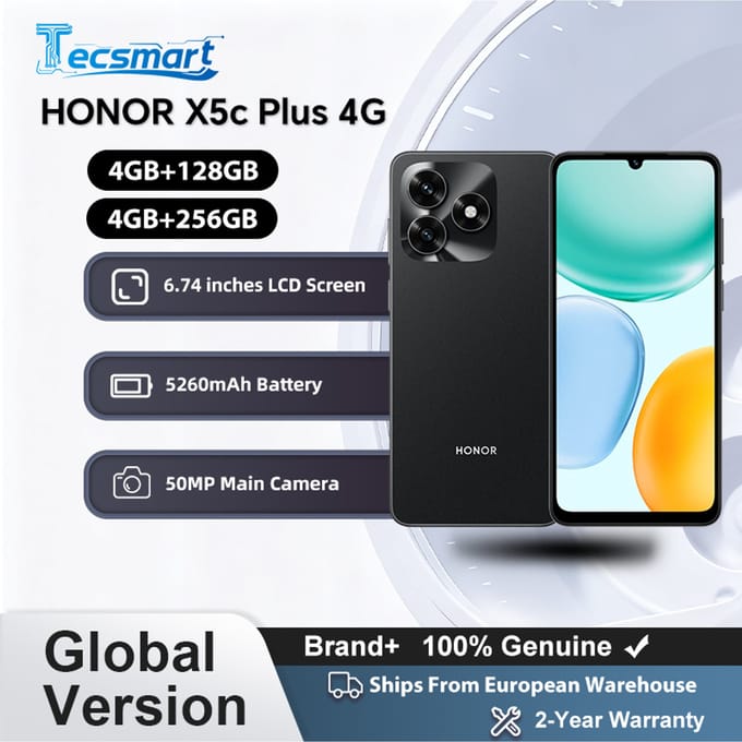 HONOR X5c Plus 4G, EU-versie, 4G-smartphone, Octa-core CPU, 6,74-inch LCD-scherm, 5260 mAh, 50 MP hoofdcamera