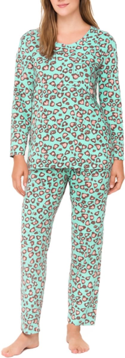 Dames Pyjamaset met Panterprint 2320 Maat- M Groen