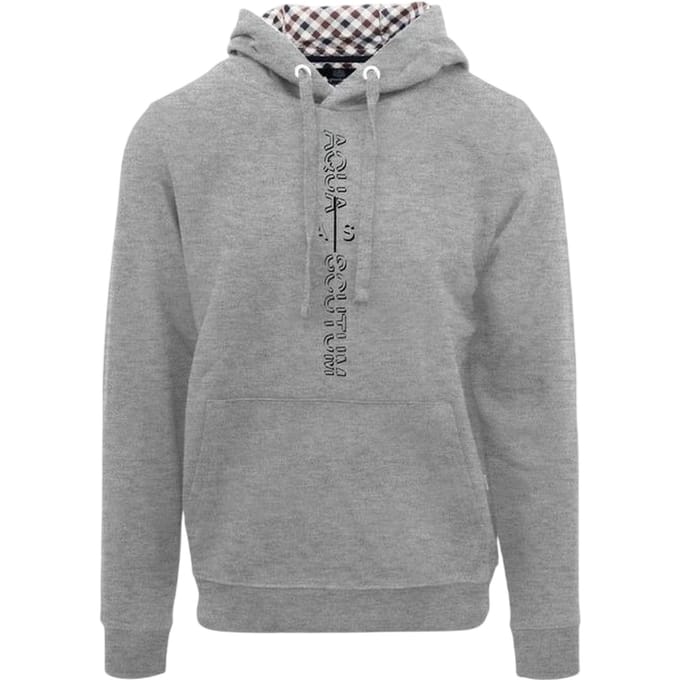 Aquascutum Heren Lettering Pullover Hoodie (Grijs)