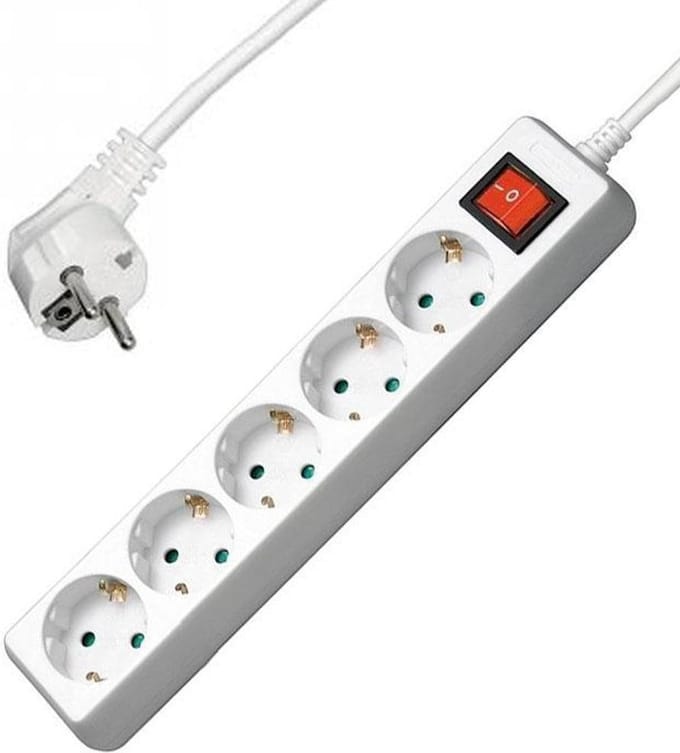 Allteq - Stekkerdoos met schakelaar - 5-voudig - 15 meter - Wit