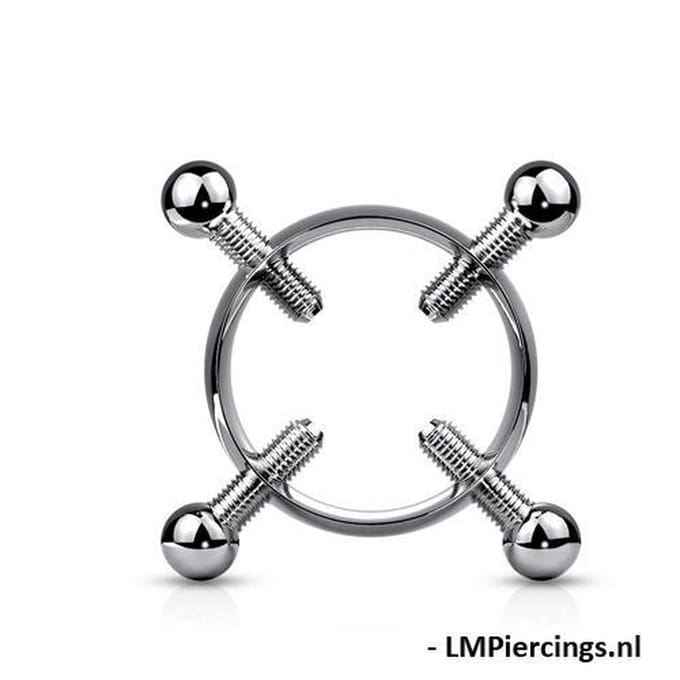 Fake tepelpiercing klem met 4 schroeven - LMPiercings