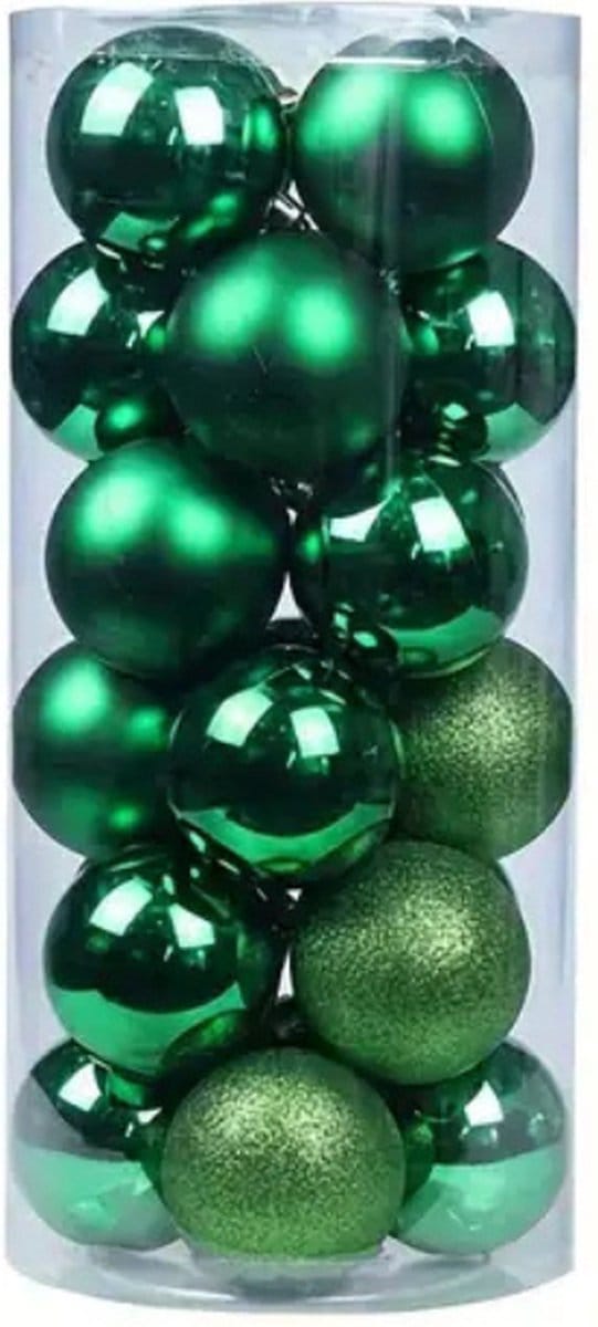 Nivard Kerstballen - Kerstversiering - Plastic - Donkergroen - 24 stuks