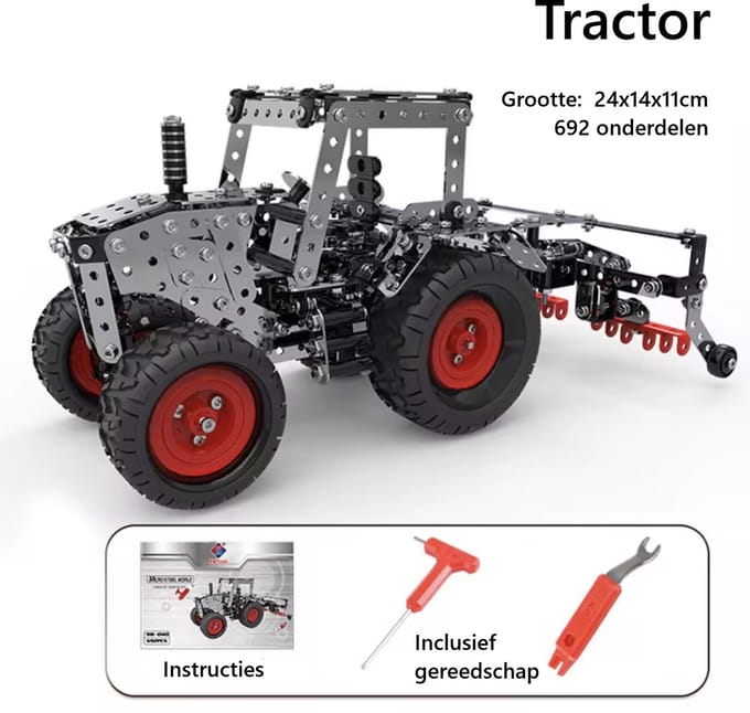 Bouwpakket Tractor (692 Onderdelen) - DIY Modelbouw - Beweegbaar