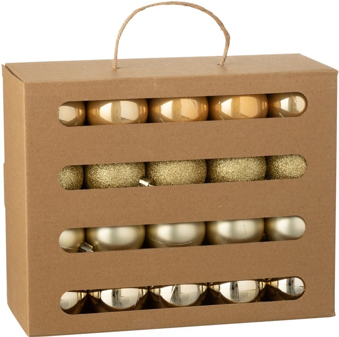 J-Line kerstbal - kunststof - goud - doos van 40