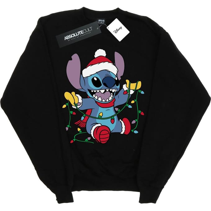 Disney Dames/Dames Lilo And Stitch Kerstverlichting Sweatshirt (Zwart)
