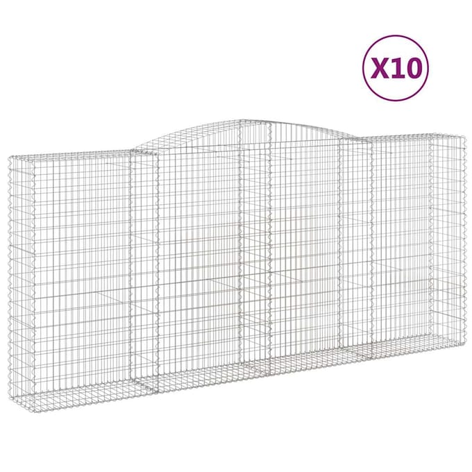 vidaXL - Schanskorven - 10 - st - gewelfd - 400x50x180/200 - cm - ijzer